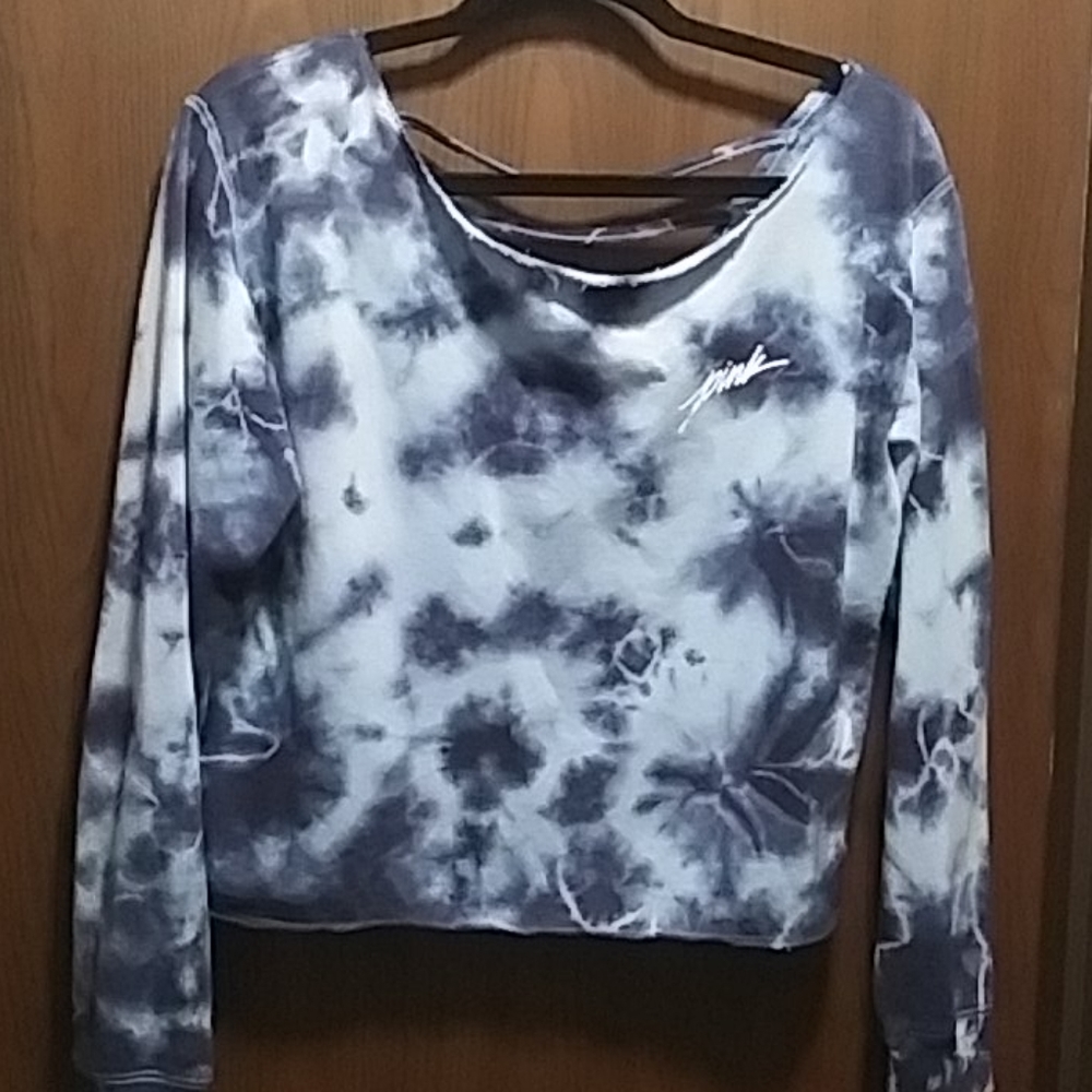 **FLAWED** PINK tie dye crop sweatshirt